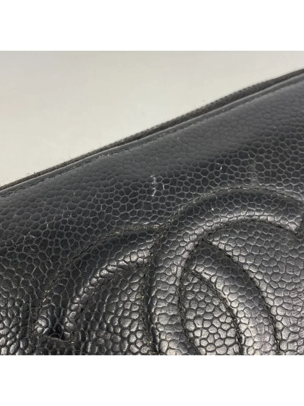 Chanel Wallet Caviar Leather Black Gold